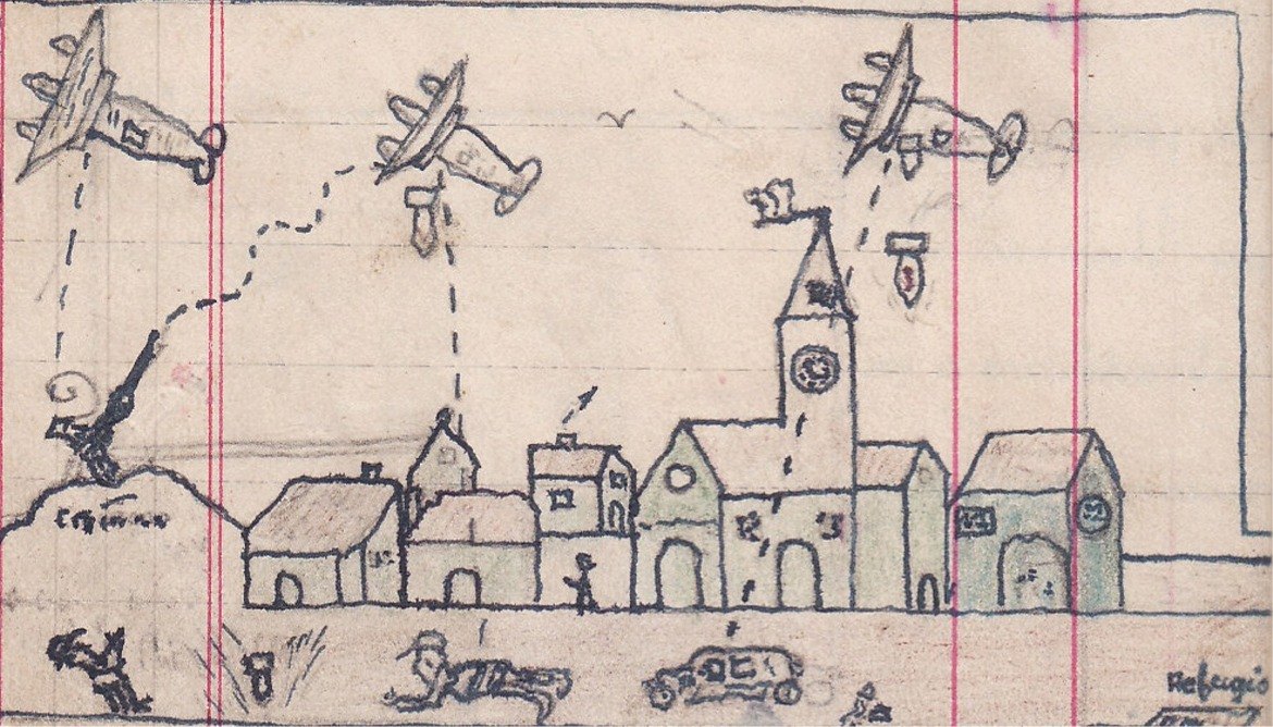 cuaderno angel yuste bombardeo dibujo